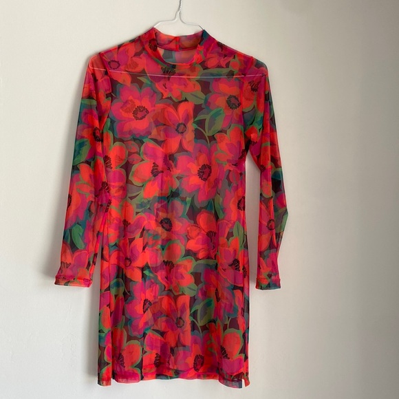 Sanctuary Women's Savage Gardener Mock-Neck Dress Swim Cover-Up Size Medium - Picture 3 of 13